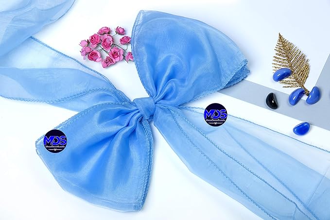 MDS Pack of 250 PCS Organza Chair Sashes Wider Dining Chair Bows Ribbon Tie Back for Wedding Party Birthday Bridal Shower Reception Event Banquet Home Chair Cover Decoration - Baby Blue