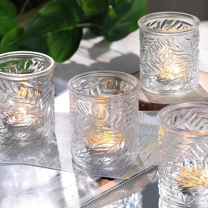 24 pcs Clear Votive Candle Holders, Glass Candle Holders for Home Decor, Tea Light Candle Holder for Wedding Table Centerpiece Decor