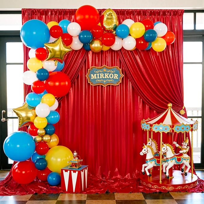 10x10 ft Wrinkle Free Red Sequin Backdrop Curtain for Parties,Thick Not Fall-Off Glitter Backdrop Drapes,2 Panels 5x10ft Shimmer Photo Back Drop Cloth for Wedding Birthday Photography Background