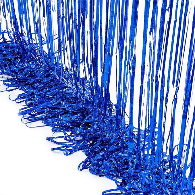Foil Fringe Curtain 4th of July Decorations - Red Blue Metallic Tinsel Photo Booth Backdrop Party Steamers Curtains for Birthdays Christmas New Years Valentines Bachelorette Parties