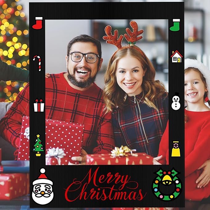 32 x 24 Inch Large Blank DIY Photo Booth Props Picture Frame Party Frame DIY Photo Booth Props Selfie for Birthday, Graduation, Christmas Holiday Party(Black,Vertical)
