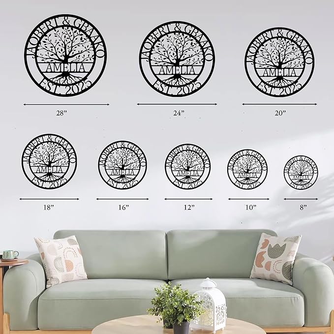 Custom Tree Of Life Metal Signs Wall Art, Personalized Family Last Name Outdoor Metal Signs, Wedding Gifts For Couple, Name Sign Customized Christmas Valentine's Day Housewarming Gifts