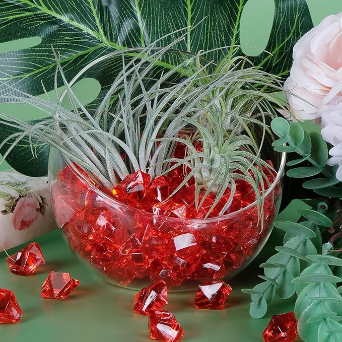 Acrylic Crushed Ice Rocks, Babenest 150 PCS Fake Crystals Plastic Ice Cubes Diamonds Gems for Vase Fillers, Home Decoration, Table Scatter, Event, Wedding, Arts & Crafts (Red)