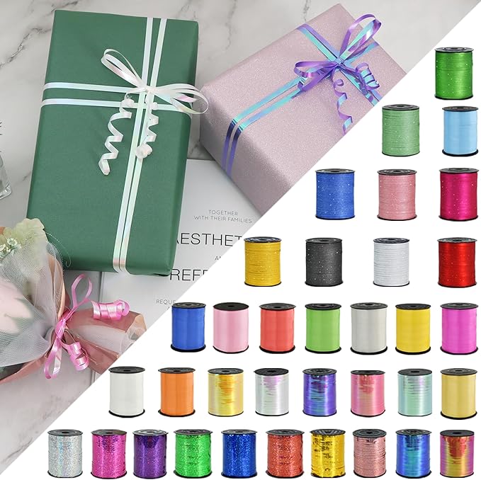 BEISHIDA 500 Yards White Ribbons Curling Ribbon 5mm for Gift Wrapping, Thin Curly Ribbon for Craft Balloon String Birthday Party Decoration Embellish Wedding