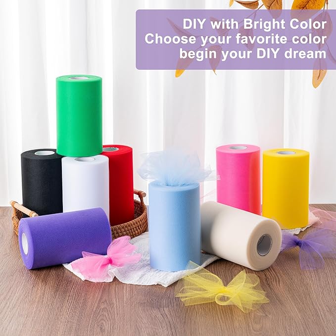 Green Tulle Fabric Rolls 6 Inch by 100 Yards (300 feet) Tulle Roll Spool Fabric for DIY Tutu Skirt Baby Shower Birthday Party Wedding Decorations Christmas Craft Supplies (Green)