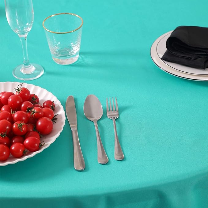 90 inch Round Tablecloth Washable Polyester Table Cloth Decorative Table Cover for Wedding Party Dining Banquet(90 inch,Turquoise)…
