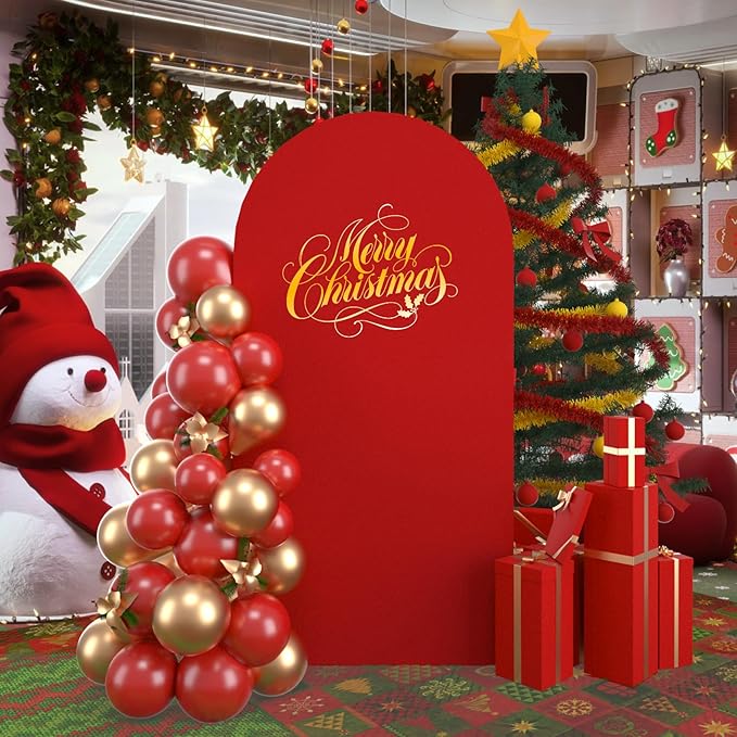 bricia Wedding Arch Backdrop Stand Cover, 6FT Double Sided Stretchy Arch Cover Fitted Wedding Birthday Party Banquet Decoration (Red 72''Lx31.2''W)