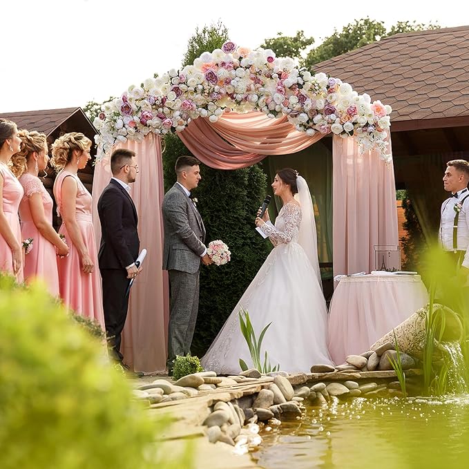 Wokceer Wedding Arch Draping Fabric 28.7"" x 20FT Dusty Rose Drapes Sheer Fabric Backdrop Arch Draping Fabric for Wedding Ceremony Birthday Party Bridal Shower Decoration, 1 Panel