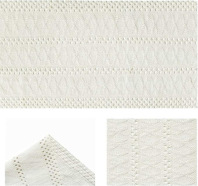 Artoid Mode Beige Farmhouse Woven Rustic Hollow Table Runner, Seasonal Holiday Hollow Kitchen Dining Table Decoration for Home Party Decor 12x60 Inch