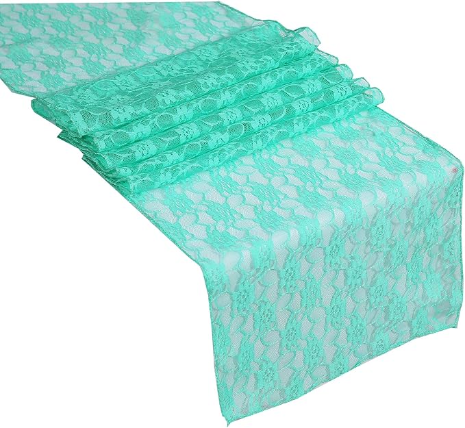 MDS Pack of 12 Wedding 12 x 108 inches Satin Table Runner for Wedding, Decorations for Birthday Parties, Banquets, Graduations, Engagements, Runners fit Rectangle, Round Table- Mint