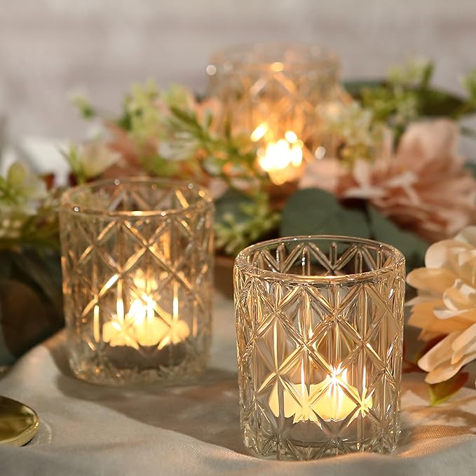 36 Pack Votive Candle Holders for Table Centerpieces, Clear Glass DIY Wax Filling Romance Tealight Candle Holders for Wedding Decor, Gift, Home Decoration(Clear,36)