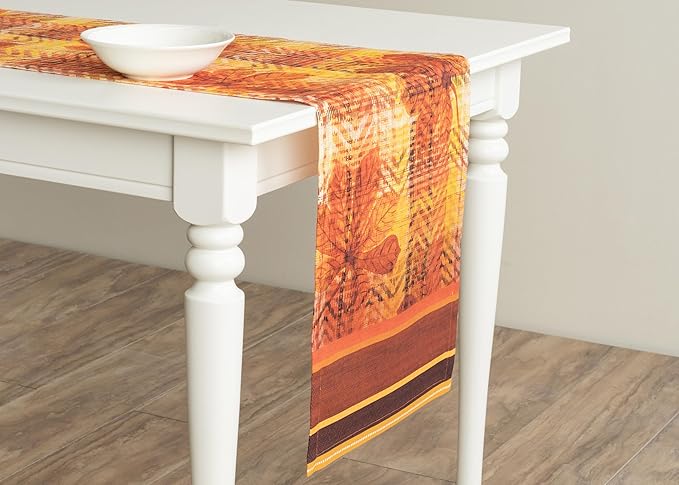 Maison d' Hermine Table Runner 100% Cotton Double Layer Table Runners 108 inches Long for Thanksgiving Christmas Decorations Home Kitchen Dining Party Wedding (Thanksgiving Tartan, 14.5" x 108")