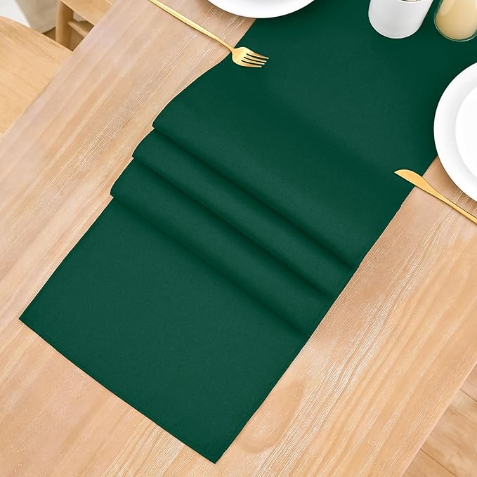 2 Pack Green Table Runner 12 x 60 Inch Solid Color Farmhouse Runners Coffee Table Dresser for Daily Party Home Decoration