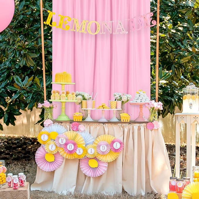 DWCN Pink Backdrop Curtains for Parties, Background Curtains Photography Backdrop Drapes with Rod Pockets for Wedding Decorations Stage Birthday Family Gatherings, 2 Panels 5ft x 10ft