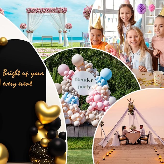 LEBENGURU Upgraded 6FT Wedding Arch Cover, Black Spandex Fitted Arch Backdrop Cover, Round Top Chiara Stand Covers for Birthday Party Baby Shower Banquet Balloon Décor
