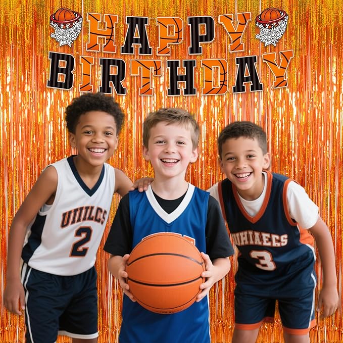 Reusable Foil fringe Curtains Halloween Decor Indoor Party Decorations - Melsan 3 Pack 3.2 x 8.2 ft Tinsel Curtain Party Photo Backdrop for Birthday Party Baby Shower or Graduation Decorations (Orange)