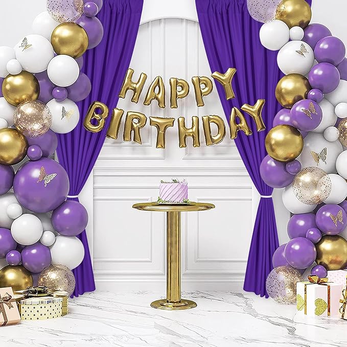DWCN 10x8 FT Purple Backdrop Curtains for Parties, Photography Backdrop Drapes with Rod Pockets for Wedding Decorations Stage Birthday Family Gatherings, 2 Panels 5ft x 8ft