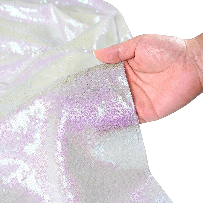 SquarePie Sequin Backdrop Non-Transparent Background Sparkly Curtain for Wedding Party 6FT x 8FT Iridescent
