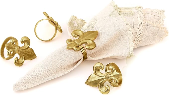 Gold Napkin Rings - Set of 12 | Elegant Metal Serviette Holders for Cloth Napkins | Durable & Reusable Table Decor for Dining, Weddings, Parties, Holidays & Special Events - ALPHA Living HOME