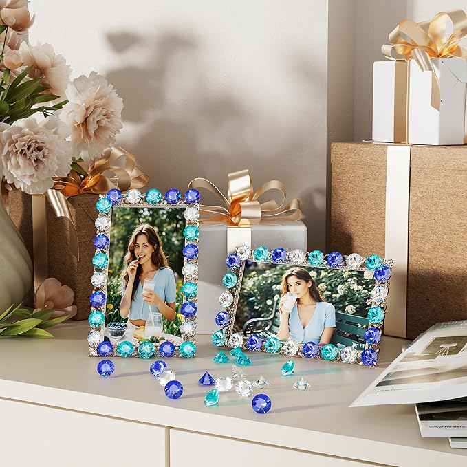 Acrylic Diamond Fake Gems Vase Filler, Babenest 240pcs 3/4 Inch Faux Diamonds Crystals Jewels for Table Scatters Wedding Party Arts & Crafts Birthday Decoration (240, Clear/Rpyal Blue/Baby Blue)