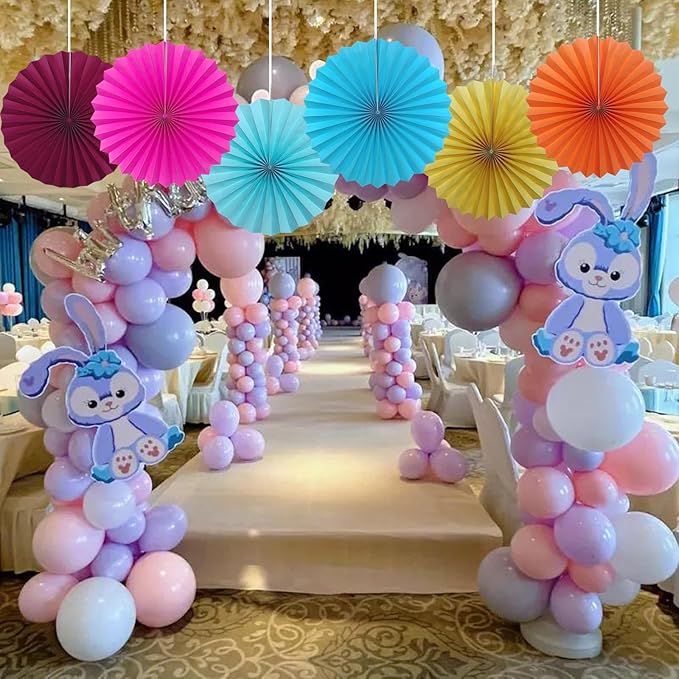 BARTHEW Red Party Decorations,Paper Decorations for Party,Girls Party Decorations Party Paper Fans Bulk 16in,Anniversary Decorations for Party 30 Color DIY Set (Wine Red)