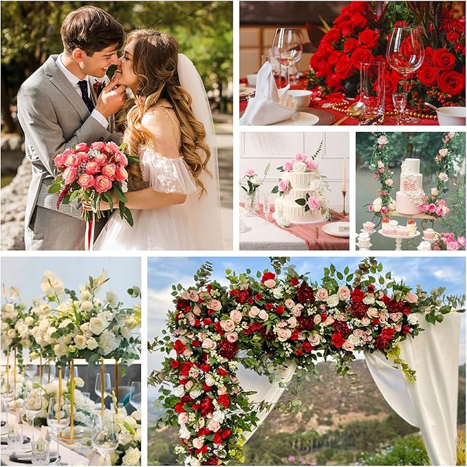 Tifuly Purple Roses Artificial Flowers - 12 pcs Realistic Single Long Stem Fake Silk Roses Bouquet for Party Home Wedding Centerpiece Office DIY Decor