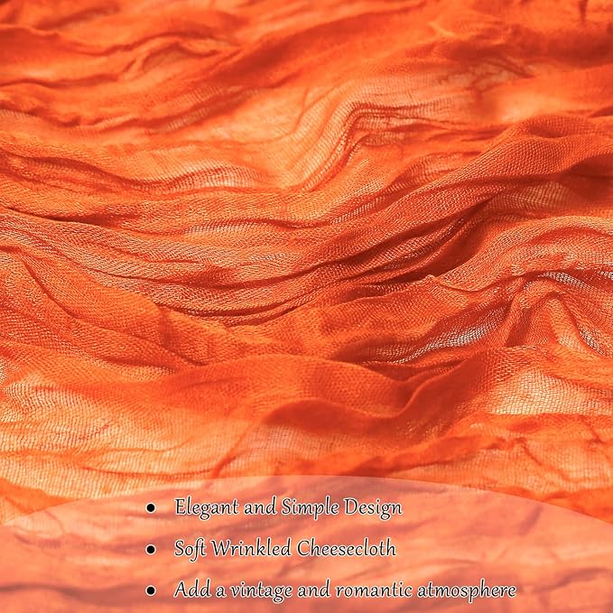 6-Pack Orange Cheesecloth Table Runners – 10FT (35x120 Inch) Boho Rustic Gauze Fabric Cheese Cloth Table Runner for Weddings, Baby Showers, Bridal Shower, Farmhouse & Birthday Party Decor