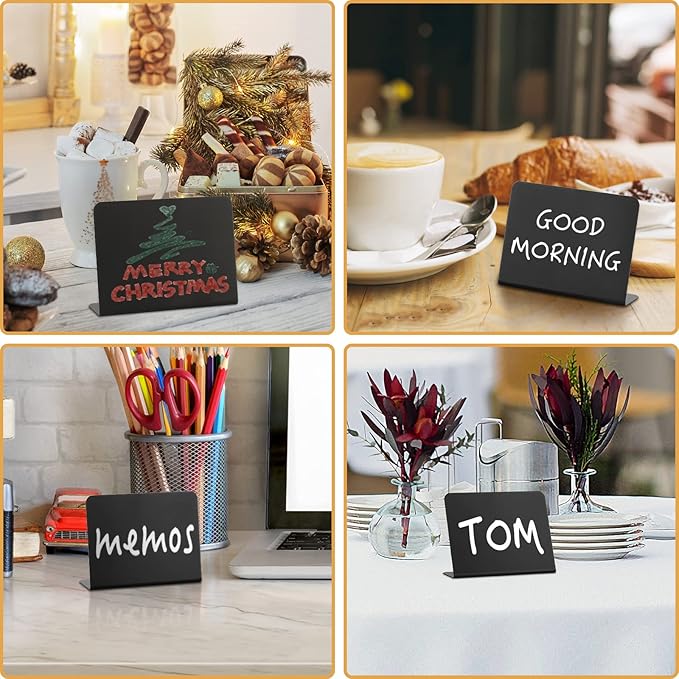 20 Pack Mini Chalkboard Signs for Food, ALOTCHE Tabletop Chalkboard Labels L-Shaped Rustic Tabletop Buffet Table Signs for Weddings, Birthday Parties, Message Board Signs, Bakery and Retail