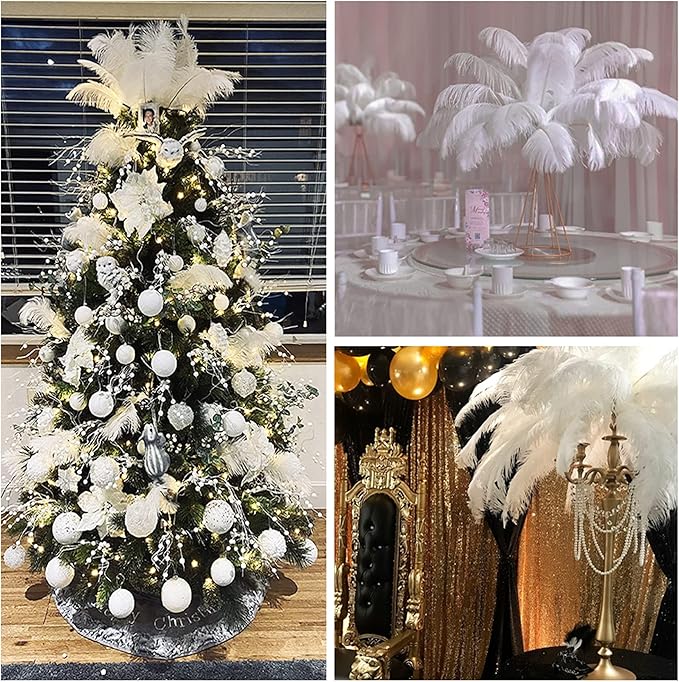Beige Large Ostrich Feathers Bulk- 16-18 inches 10pcs for Wedding Party Centerpieces,Flower Arrangement and Home Decorations (Beige)