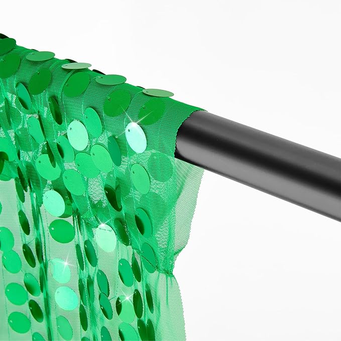 2 Packs 4x8FT Green Sequin Backdrop Curtains Glitter Background Graduation Backdrop Class of 2025 Wedding Party Birthday Decor