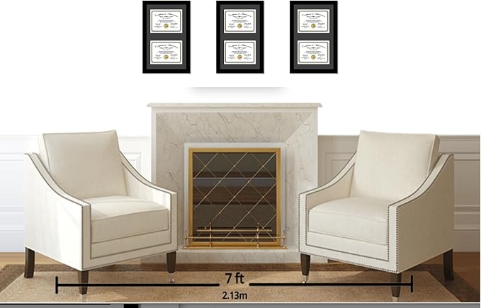 Creative Picture Frames 10X16Bk-B Black Vertical Double Diploma Frame With 2 Opening Black Matting | Holds 2-7X9-Inch Documents With Installed Wall Hanger