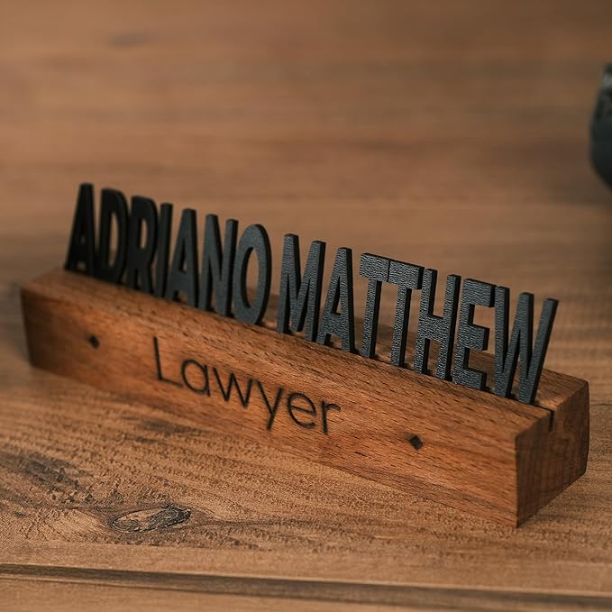 Custom Desk Name Plate with Engraved Title – Personalized Wooden Office Name Sign – Unique Handmade Beech Base Gift for Boss, Coworker, Teacher, or Professional – Modern Desktop Name Decor
