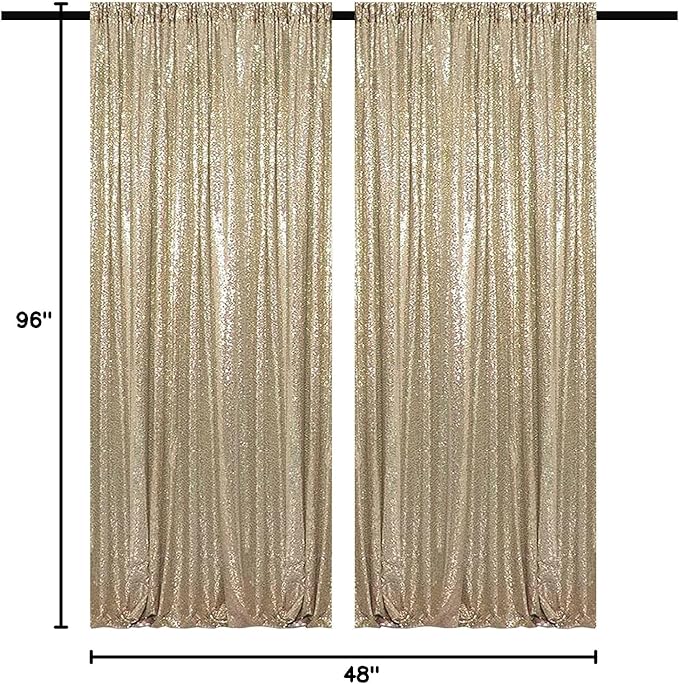 Champagne Backdrop Curtain 4FTx8FT 2 Panels Champagne Gold Sequin Backdrop Curtain Glitter Backdrop Photo Background for Wedding Baby Shower Birthday