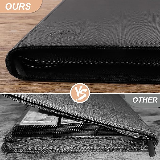 Trading Card Binder 9-Pocket, TCG Binder Fit for MTG Yugioh Card Album Book 432 Side-Loading Pockets, Premium Card Collection Binder for Baseball Football Sports Cards PTCG with Zipper (Red)