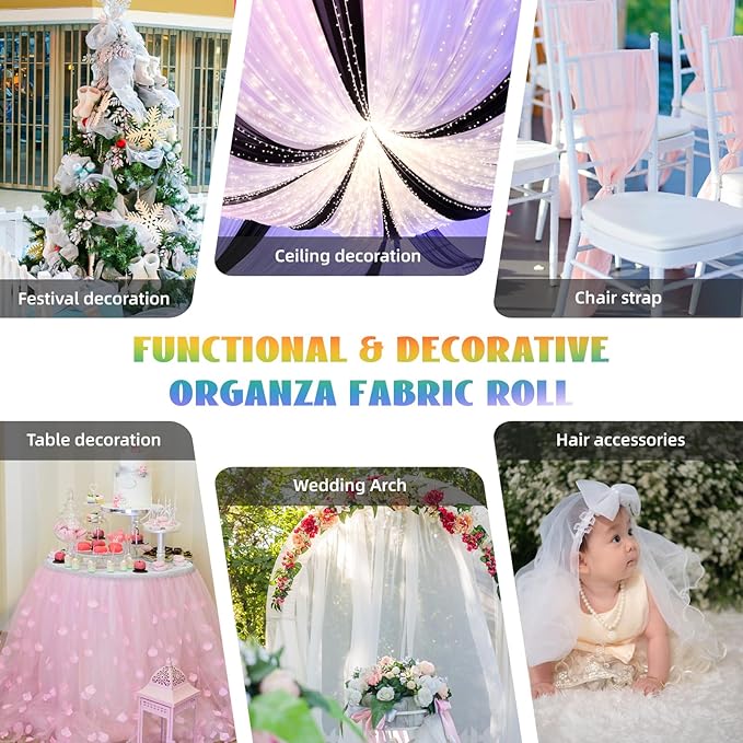Crystal Organza Fabric Tulle 11 Inch by 50 Yards Sheer Tulle Rolls for DIY Craft Wedding Party Baby Shower Decor Gift Wrapping Party Supplies (Green)