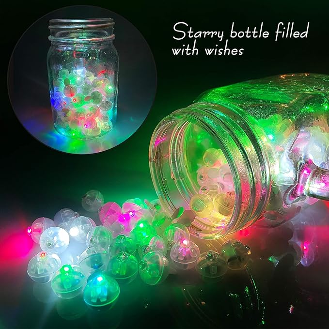 Aogist 100pcs Balloon Lights,Long Standby Time Waterproof Twinkle Mini Light,Battery Powered,Round LED Ball Lamp for Balloon Paper Lantern Party Wedding Christmas Halloween Decorative,10 Colors Flash