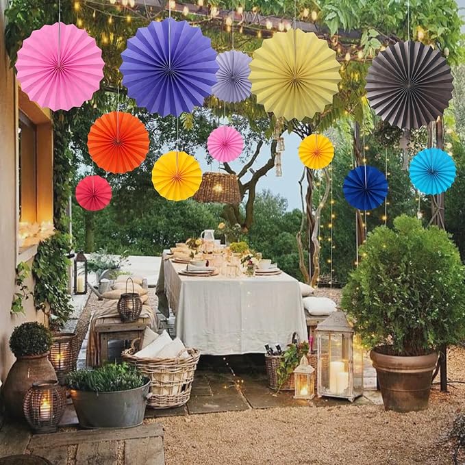 BARTHEW Coffee Party Decorations,Coffee Birthday Decorations,Party Events Accessories,Coffee Themed Party,Friends Party16in Hanging Paper Fans 30 Color DIY Set(Coffee))