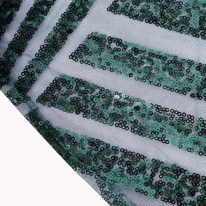 Efavormart 120" Hunter Emerald Green Sparkly Sequin Geometric Tulle Round Tablecloth