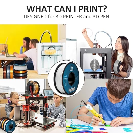 Geeetech 1.75mm PLA 3D Printer Filament, 1kg Spool (2.2lbs), Upgrade Tidy Winding Tangle-Free, Dimensional Accuracy +/- 0.02 mm, White