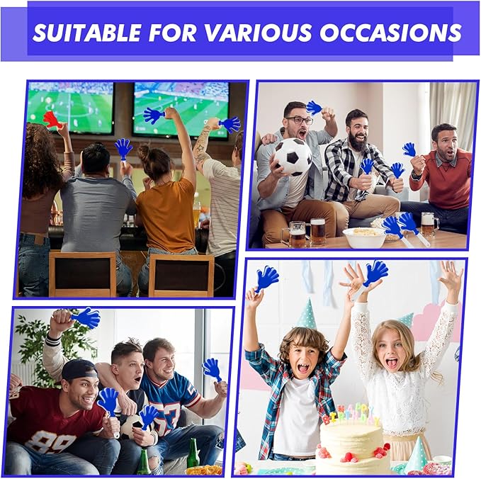 60 Pcs Hand Clappers Noisemakers 7.5 Inch Clappers Noisemakers Plastic Hand Clappers for Birthdays Game Football Sporting Events Cheers Supplies Dance Basketball Football Noisemakers(Blue and White)