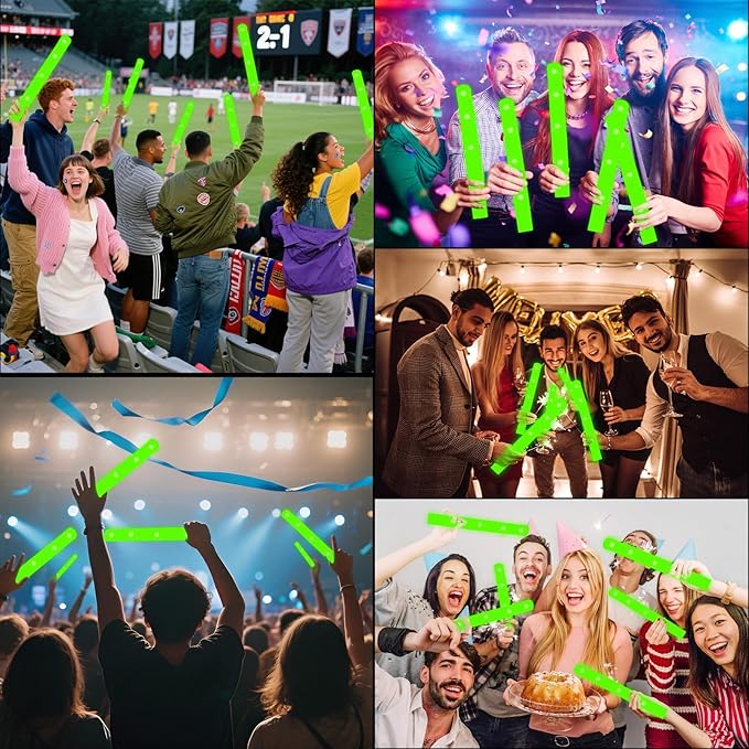 Foam Glow Sticks Bulk, 30 PCS Green Light Up Foam Sticks 3 Modes, Glow Party Supplies for Wedding,Raves, Carnival, Concert, 4th of July, Halloween, Christmas, New Year