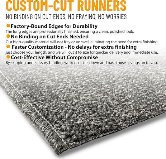 Ottomanson 2' x 11' Ultra-Thin Hallway Runner Rug - Durable Non-Slip Carpet for High-Traffic Areas - Fits Under Doors for Seamless Entry - Ideal for Kitchen, Entryway, Bedroom & Living Room, Gray