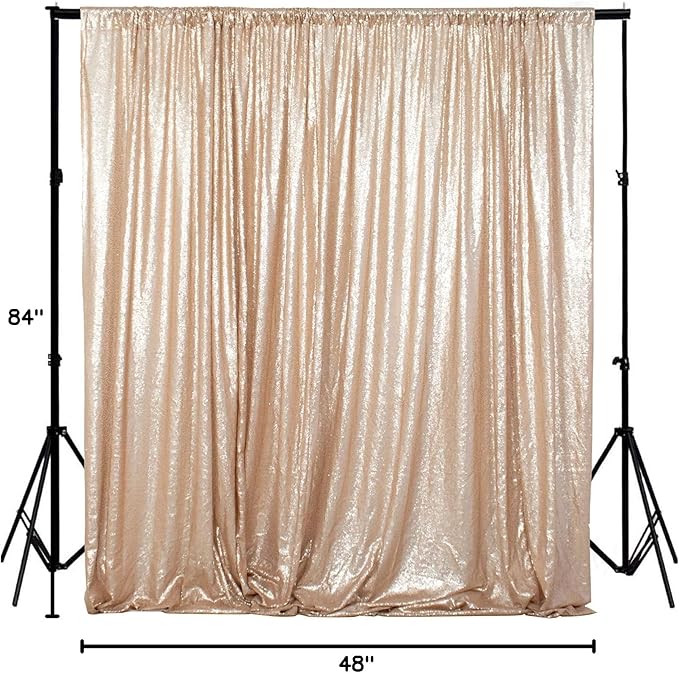 ShinyBeauty PHOTOBOOTH Backdrop Best Choice 4FTx7FT Champagne Sequin Fabric, Copper Sequin Curtains, Wedding Photography Backdrop (Buy it Now)