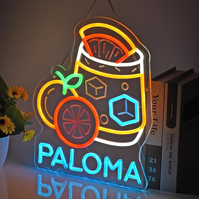 CNBEYOUNG Paloma Neon Sign, Neon Lights Hanging Wall Art Decoration for Mexican Restaurants Shop Cocktail Bar Kitchen Party Home Decor, USB - Driven, Super Bright & Adjustable,15x 12.6inches