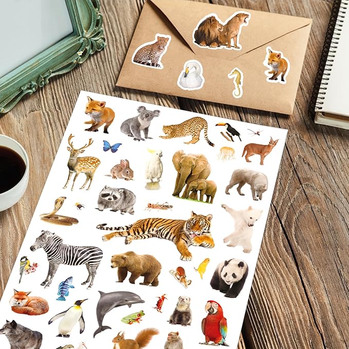Wild Animals Stickers 750 Count Safari Jungle Animal Woodland Wildlife Zoo Creatures Stickers Party Favors Gifts Sticky Decor for Scrapbook Calendar Planner Gift Wrap Decor