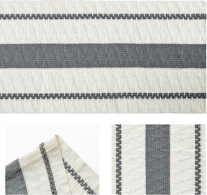 Artoid Mode Dark Grey Farmhouse Woven Rustic Table Runner, Seasonal Holiday Hollow Kitchen Dining Table Decoration for Home Party Decor 12x90 Inch