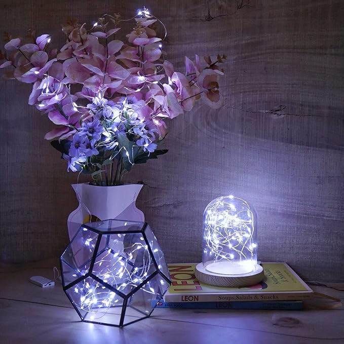 15 Pack Fairy Lights Battery Operated, 6.6ft 20 LED Mason Jar Lights Silver Wire Waterproof Firefly Mini Led String Lights for Table Party Wedding Centerpiece DIY Crafts Christmas Decor