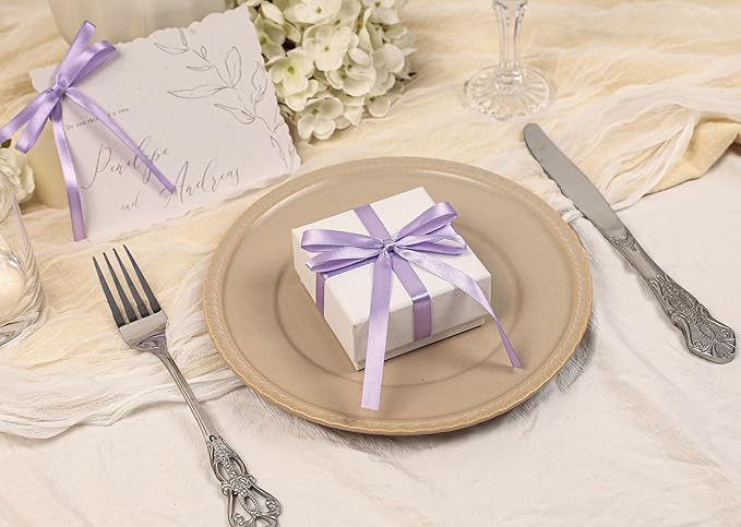 Lavender Satin Ribbon 3/8 inch X Continuous 25 Yards, Single Face Polyester Ribbon Perfect for Gift Wrapping, Flower Bouquet, Wedding Decor, Crafts, Bow Making, Sewing and More