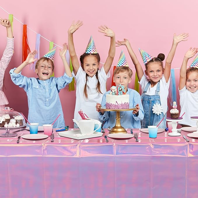 3 Pack Iridescent Plastic Tablecloth, Shiny Disposable Laser Rectangle Table Covers, Holographic Foil Tablecloth Party Decorations for Birthday Bridal Wedding Anniversary Party Supplies, 50 x 100 Inch