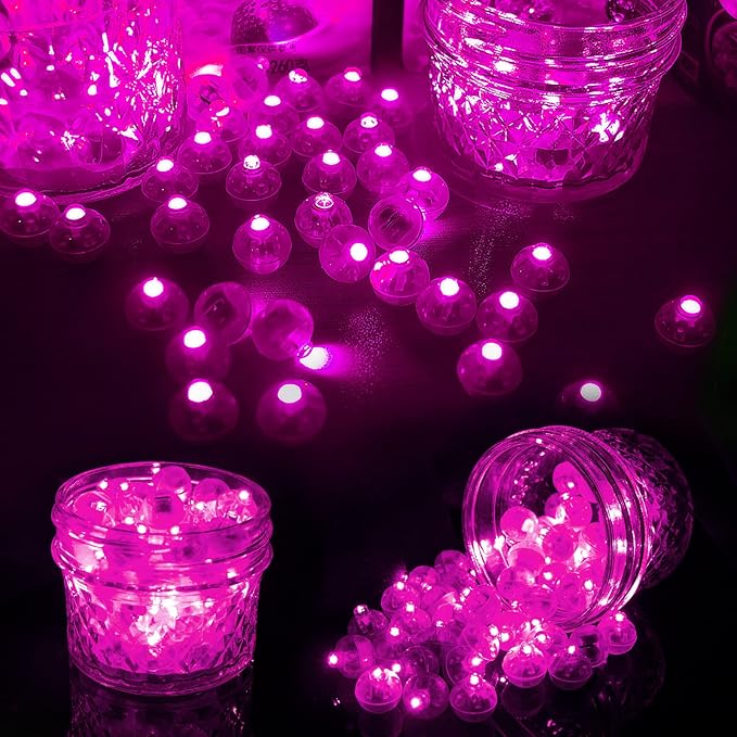 Aogist 50pcs Pink Balloon Lights,Long Standby Time Waterproof Mini Light,Battery Powered,Round LED Ball Lamp for Latex Balloon Paper Lantern Party Wedding Festival Christmas Halloween Decorative